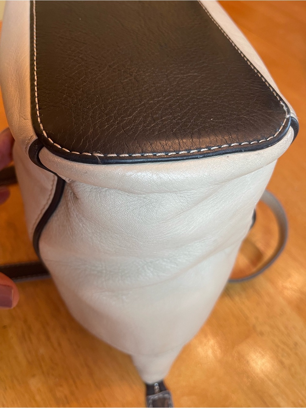 Brighton Cream Brown Leather Tote Shoulder Bag Silver Hardware U196880 - Picture 6 of 14